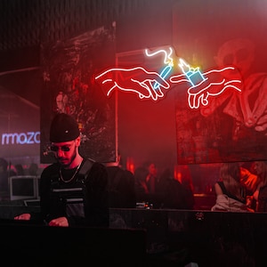 Insegna al neon a forma di mano, insegna al neon con le mani di Dio, insegna al neon Rasta, insegna al neon con canna, insegna al neon a LED per negozi di fumo, insegna al neon Stoner, insegna al neon con fumo, insegna al neon con erba