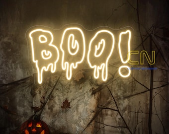 Halloween Boo Neon Sign, Halloween LED Sign, Custom Neon Sign, Halloween Party Decor Sign, Spooky Wall Decor Sign, Halloween Gift for Kid