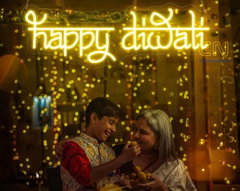 Happy Diwali Neon Sign, Diwali Decor Party Sign, Happy Diwali Led Sign, Indian Art Diwali Decoration, Hindu Festival Of Lights, Diwali Gifts