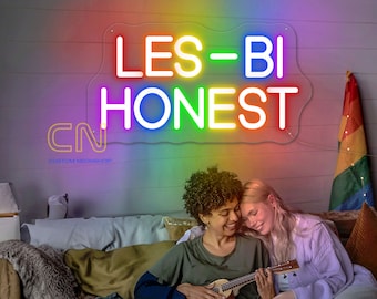 Les-Bi Honest Neon Sign LGBT Pride Month Celebration Neon Light Rainbow Led Sign Love Wins Neon Sign  Lesbian Led Light Gay Room Wall Decor