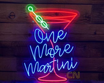 One more Martini Neon sign, Martini Neon Light, Cutsom Bar Logo Sign, Cocktail party wall decor sign, Customized Home Bar Neon Sign