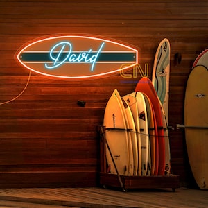 Custom Name Surfboard Neon Sign, Personalized surf sign,Surf Club Decor,Dorm Decor Sign, Surfers Gift Beach House Decor,Back to summer