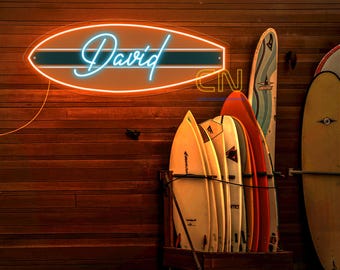 Custom Name Surfboard Neon Sign, Personalized surf sign,Surf Club Decor,Dorm Decor Sign, Surfers Gift Beach House Decor,Back to summer
