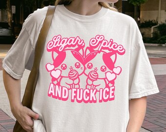 Sugar Spice and F*ck ICE Shirt, Cute Cat Graphic Tee, Anti ICE Protest Shirt, Comfort Colors Oversized Tee