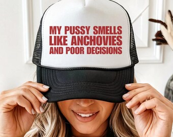 Mi coño huele a anchoas. Gorra de camionero con humor subido de tono, regalo divertido para adultos.