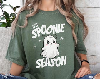 It's Spoonie Season Cute Halloween Ghost Comfort Colors Unised Shirt and Sweatshirt