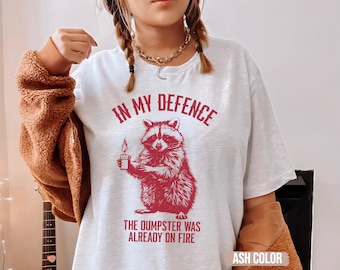 Raccoon Dumpster Fire T-Shirt: Funny Mental Health Tee, Vintage Trash Panda Gift
