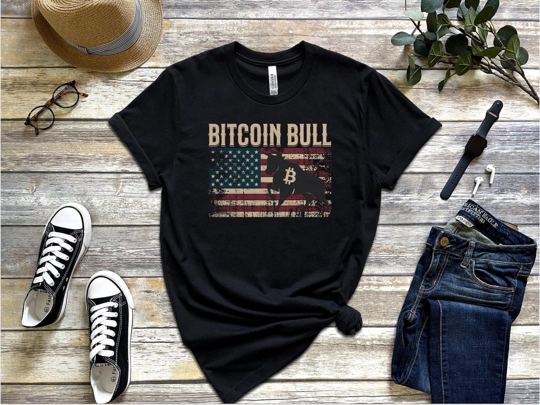 Bitcoin Bull Shirt, American Flag Blockchain Tee - Etsy