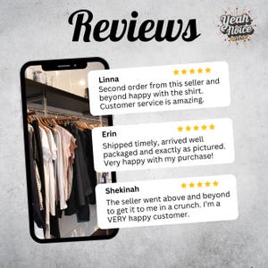 May include: A smartphone screen shows customer reviews with five-star ratings. The reviews highlight product satisfaction and customer service. The word "Reviews" is at the top of the image.