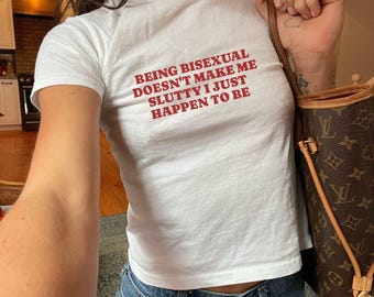 Funny Bisexual Y2k Baby Tee,  Womens Pride Crop Top Shirt