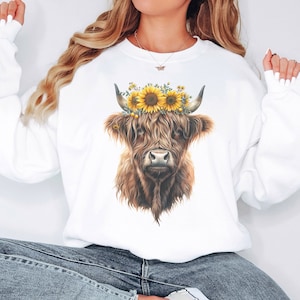 Highland Cow Sweatshirt | Cute Cow Sweatshirt | Western Crewneck | Highland Cow Shirt | Cow Gifts | Cow Shirt | Highland Cow Crewneck |