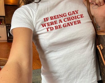 Camiseta divertida de bebé lesbiana, top corto Y2K, camiseta LGBTQ+ del orgullo gay