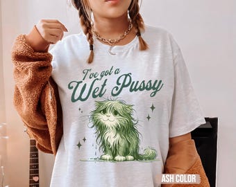 Raunchy Cat Graphic Tee, Inappropriate Humor, Gag Gift