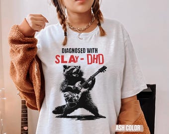 Slay-DHD Waschbär Gitarren-T-Shirt, lustiges ADHS Tee