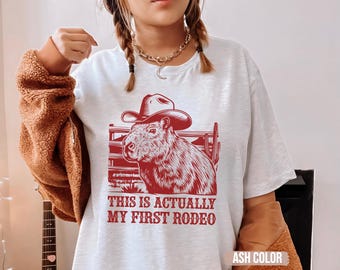 Camiseta Cowboy Capybara: Camiseta gráfica vintage del oeste