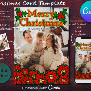 digital Christmas card template Canva template Christmas card photo template Christmas Instagram template Christmas last minute Christmas
