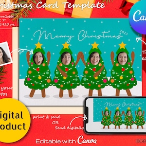 funny Christmas card photo download digital Christmas card insert face digital card holiday greeting card template Christmas card friend