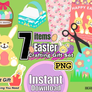 Easter gift for kid printable activity kit party favor Easter bunny craft printable Easter craft kit Easter printable craft bunny basket DIY