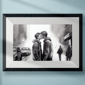 Watercolor Painting Wall Art for Gay Men LGBTQ+ Instant Digital Download and Print