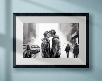 Watercolor Painting Wall Art for Gay Men LGBTQ+ Instant Digital Download and Print