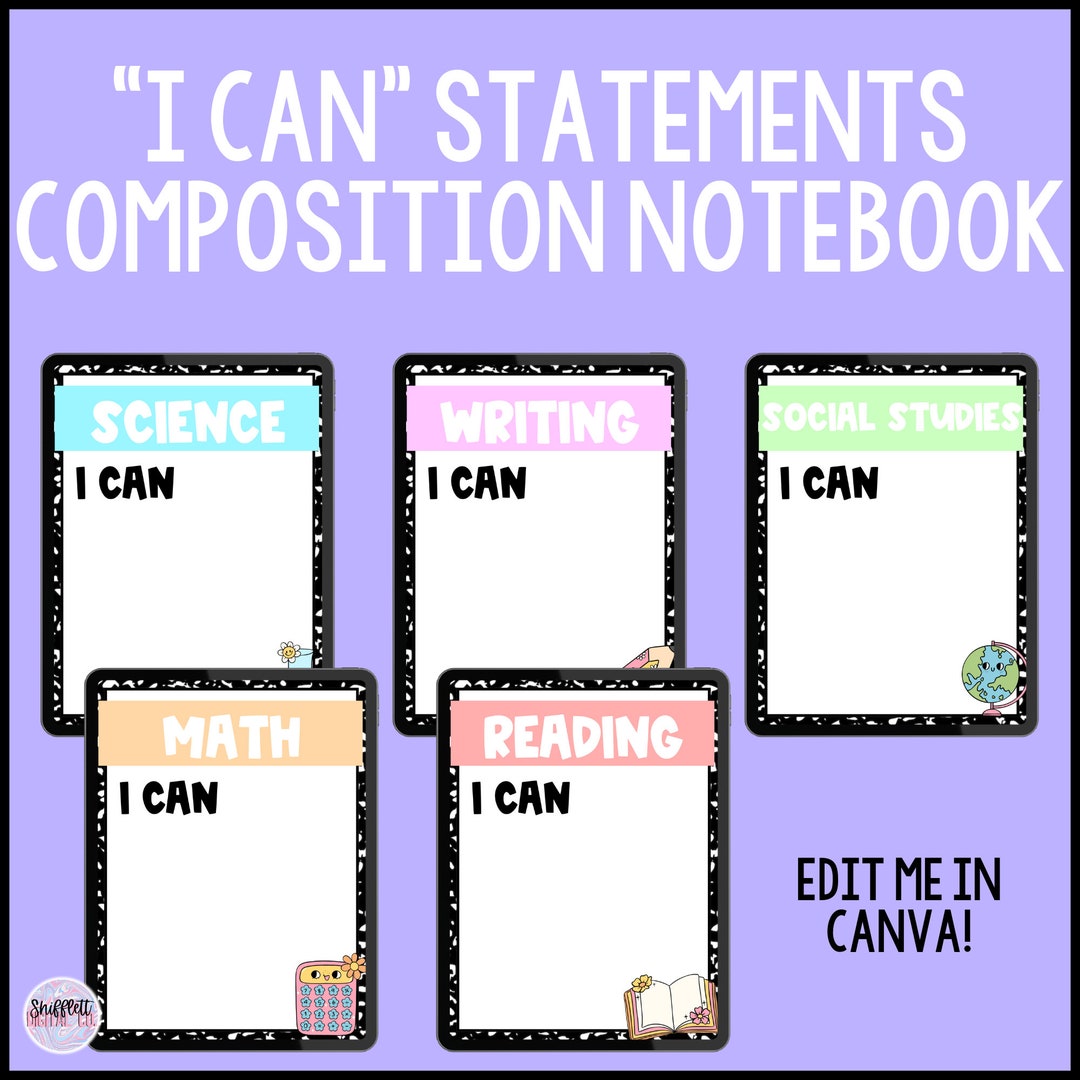 I Can Statement Composition Notebook Poster Decor, Classroom Decor - Etsy