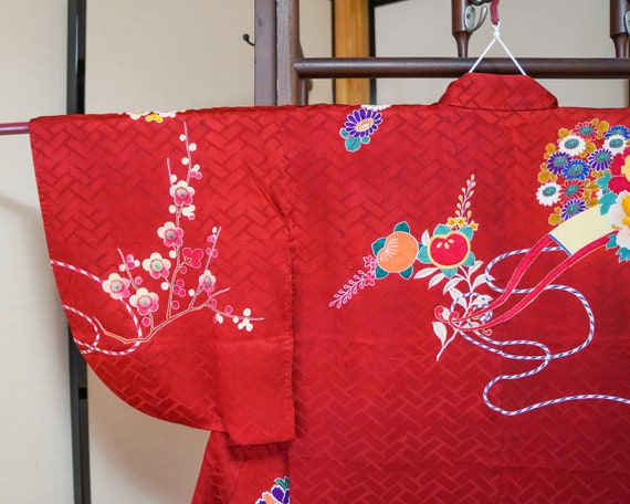 Girl’s Antique Kimono | Silk | Floral Pattern | R… - image 3