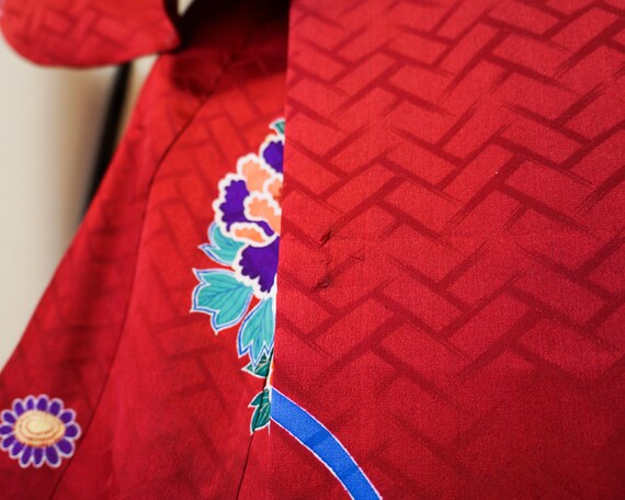 Girl’s Antique Kimono | Silk | Floral Pattern | R… - image 9