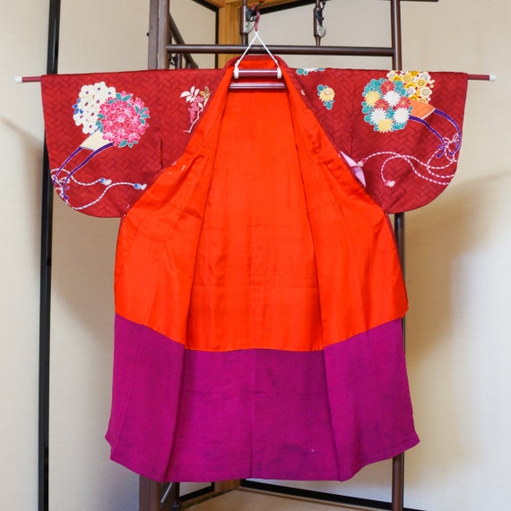 Girl’s Antique Kimono | Silk | Floral Pattern | R… - image 6