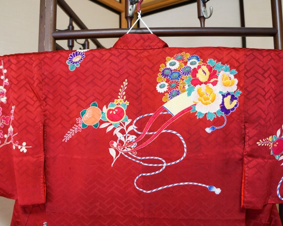 Girl’s Antique Kimono | Silk | Floral Pattern | R… - image 2