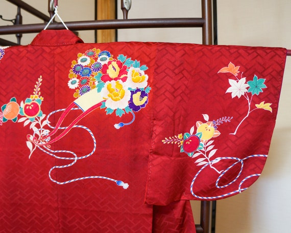 Girl’s Antique Kimono | Silk | Floral Pattern | R… - image 4