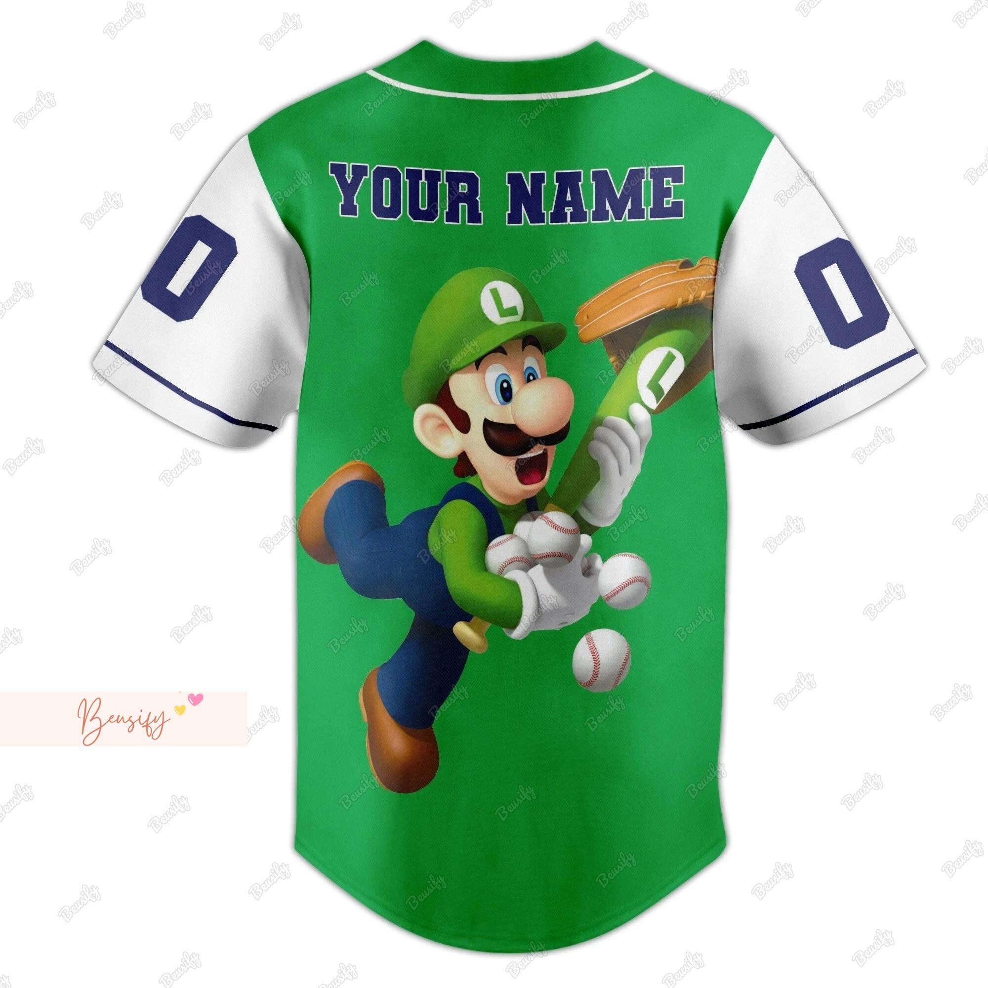 Luigi Jersey Shirt, Personalized Baseball Shirt, Super Mario Baseball Jersey