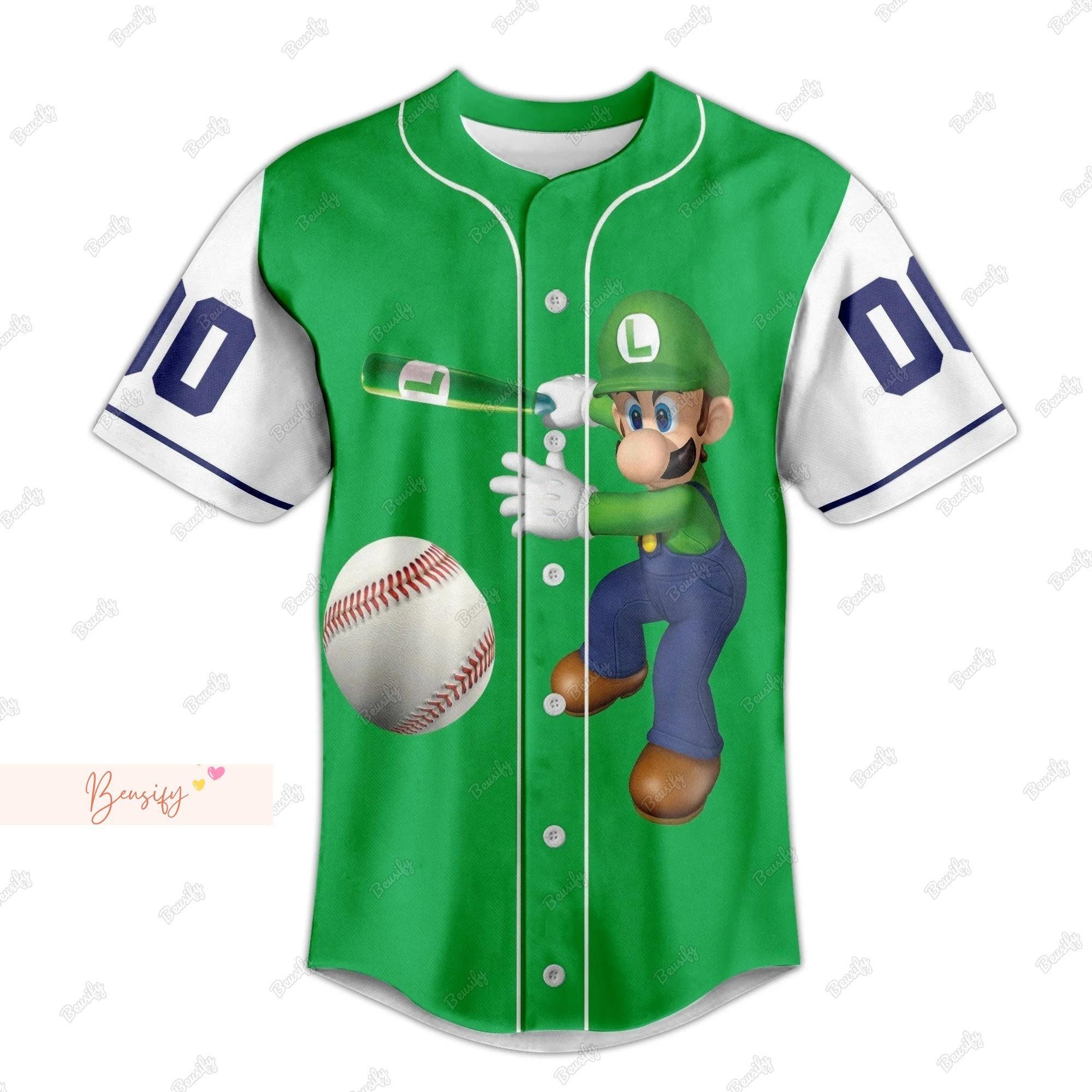 Luigi Jersey Shirt, Personalized Baseball Shirt, Super Mario Baseball Jersey