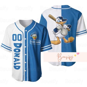 Donald Duck Striped Blue White Baseball Jersey Personalized