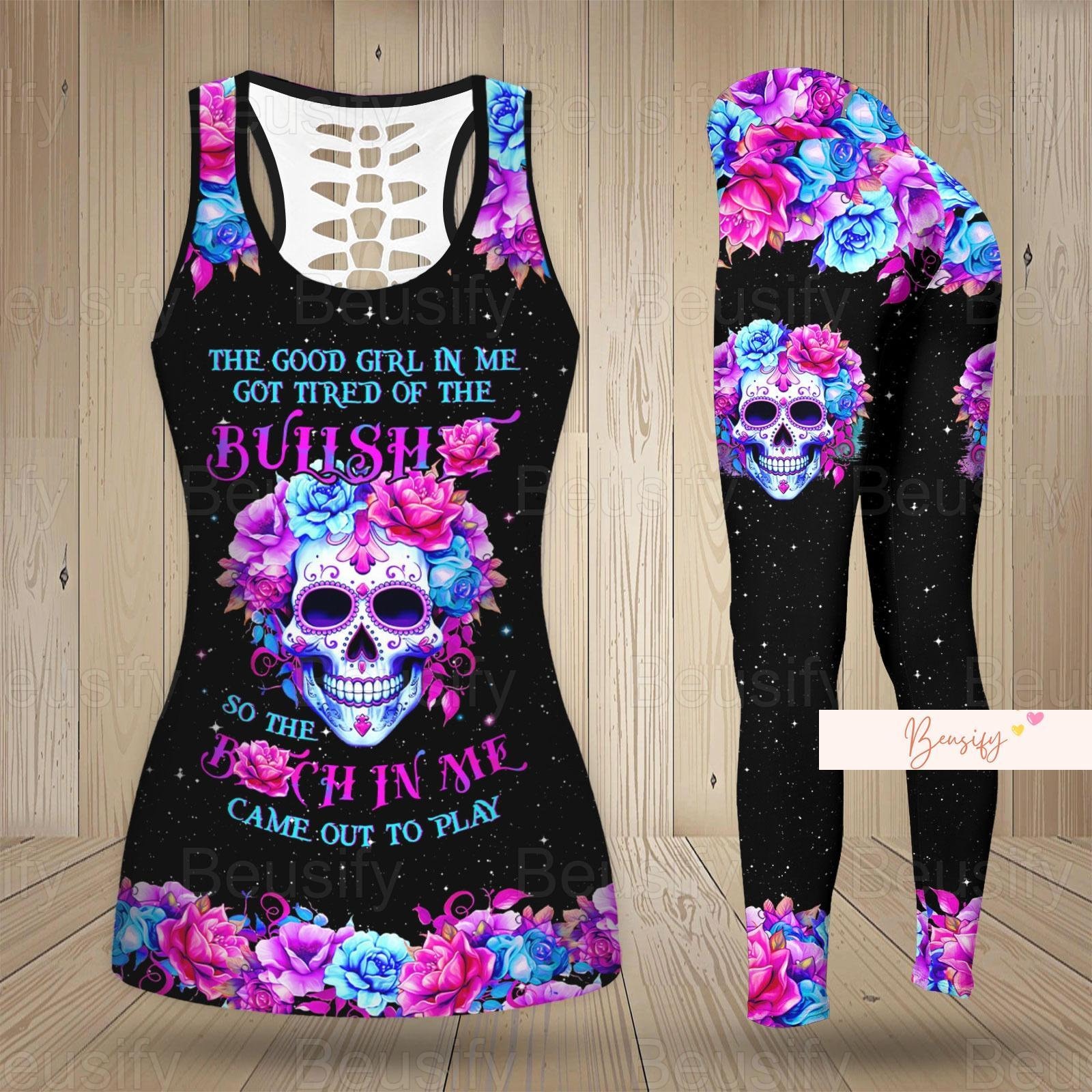 Sugar Skull Leggings Embroidered Sugar Skull Photo Leggings Creepy Cute  Ankle Length Custom Backgrounds Printed Leggings 