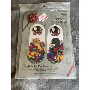 Kit de broderie au point de croix compté « Poignée de porte » avec canards colverts (neuf)
