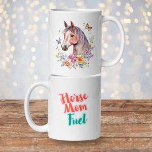 Pferde Mom Tasse mit Aquarell Blumenpferd Design, niedliche Keramik Kaffeetasse für Reiter Mütter, Geschenk Pferdeliebhaber Teetasse, Muttertag