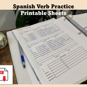Spanish Verb Practice Sheets, download printable PDF page, study language learning for Spain and Latin America