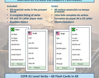 Portugees-Engelse werkwoordflashcards (A1-niveau)