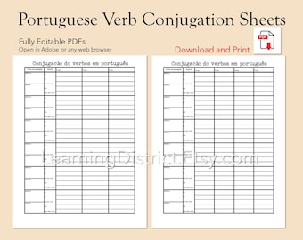 Vervoegingsbladen Portugese werkwoorden – afdrukbare taalstudie (pdf)