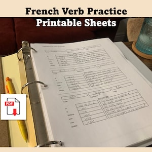 French Verb Practice Sheets, download printable PDF pages, language learning