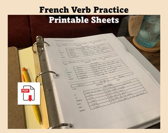 Oefenbladen Franse werkwoorden, download afdrukbare pdf-pagina's, talen leren