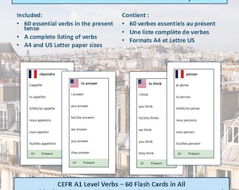 Frans-Engelse werkwoordflashcards (A1-niveau)