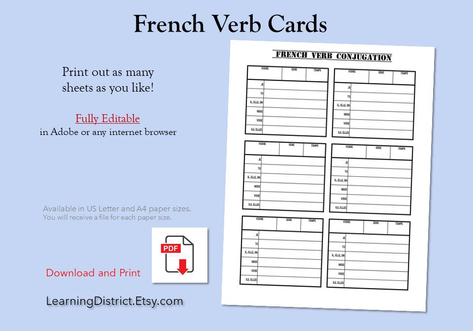 The French Verb Conjugation Flashcards You Can Print Today - i7ndmkg