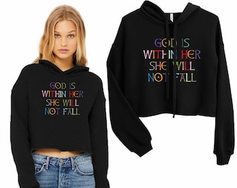 Gott ist in ihr, sie wird nicht fallen. Kurz geschnittene Kapuzenpullover-Designs für Damen