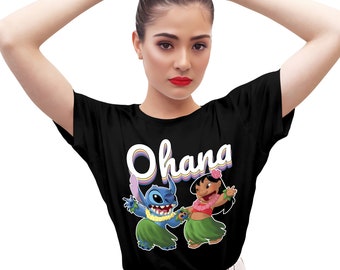 Entzückendes süßes Lilo Stitch Ohana T-Shirt für Damen, perfekt für Geschenkdesigns