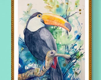 Toco Toucan 限定版水彩画アートプリント（Slaveika Aladjova作