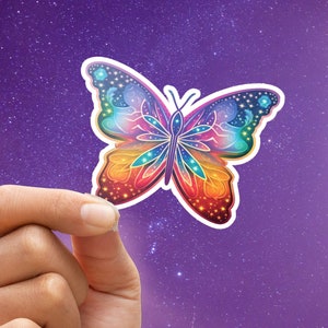 Ethereal Magic Butterfly Sticker, colorful butterfly vinyl sticker beautiful cosmic intergalactic cosmos decorative butterfly laptop sticker