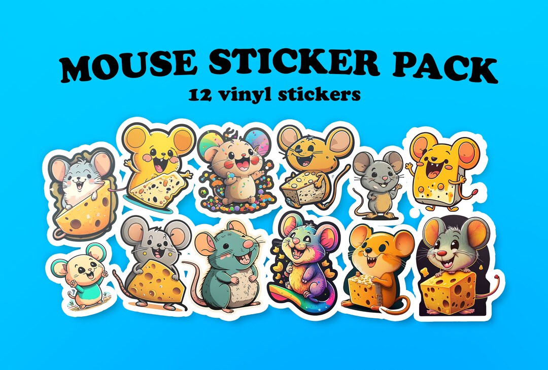 Mouse Lovers Sticker Pack -12 Vinyl Stickers, Cute Mouse Decals ...