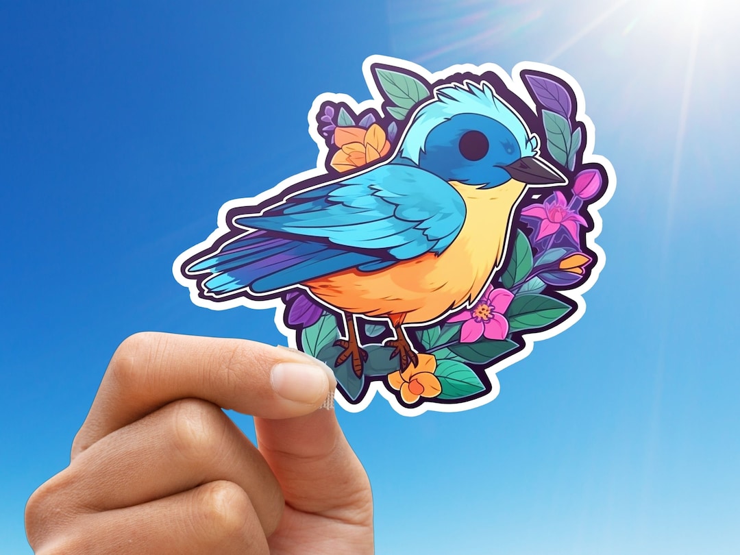 Songbird Kiss-cut Vinyl Decal, Colorful Bird Car Decal Cute Bird ...
