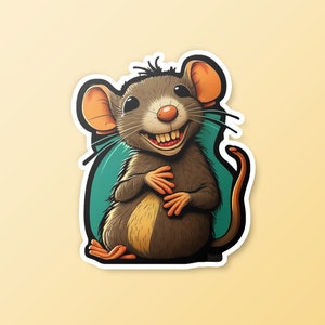Autocollant de rat amical, décalque de rat mignon, petit autocollant de rat autocollant d'ordinateur portable de rongeur autocollant de bébé rat dessin animé animal mignon autocollants en vinyle kidcore